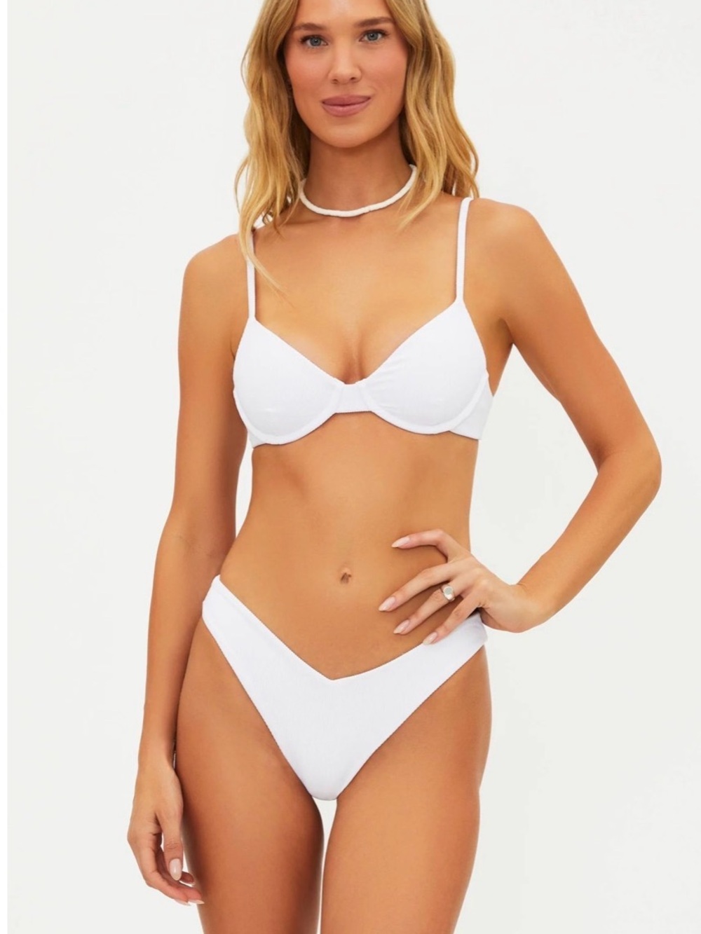 Beach Riot White Ribbed Underwire Bikini Set